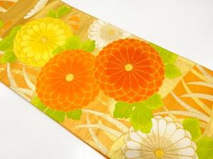 アンティーク 流水に菊・芝草模様織り出し袋帯(着用可)